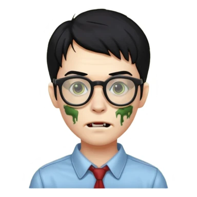 Zombie nerd cabelo preto sticker