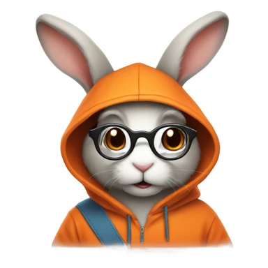  it specialist rabbit with glasses orang hoodie sticker