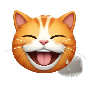 orange cat laughing with tears coming out sticker