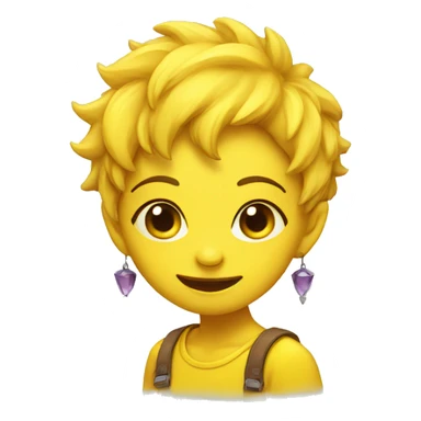 Female Cute Monster with Yellow shirt and earrings exploring the nature  sticker