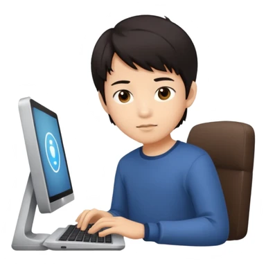 asian boy on computer sticker