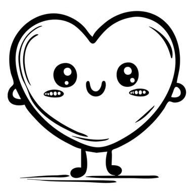 A playful mascot of heart-shaped butt cheeks shown upside down, with cute face, arms and legs. Hand-drawn outline style. sticker