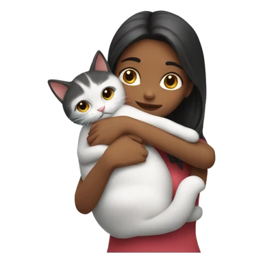 Girl hug cat sticker