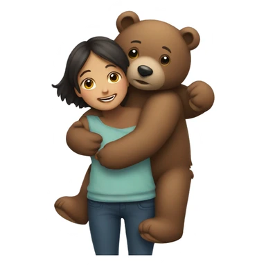 Small girl hugging big bear sticker