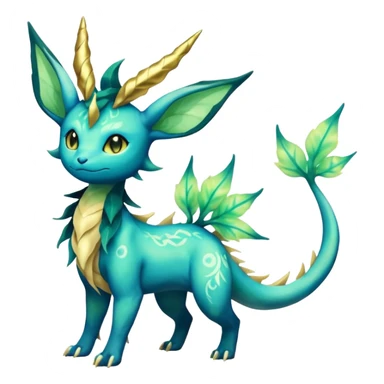 Shiny ethereal elemental Salandit-Leafeon-Vaporeon-hybrid-fusion (full body) sticker