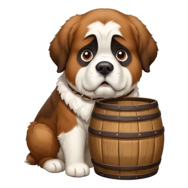 saint bernard swiss rescue dog with barrel around the neck in snowy mountains sticker