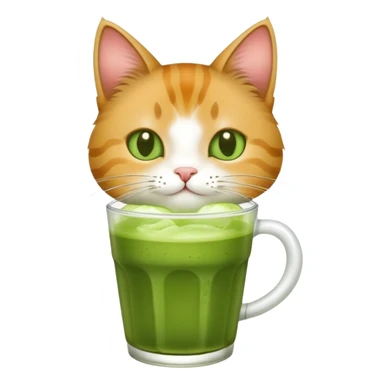 Cat drinking matcha ice tea sticker