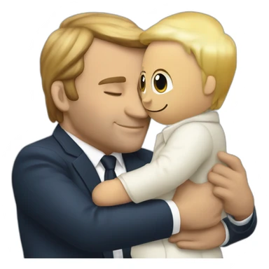 Macron hugging poutine sticker