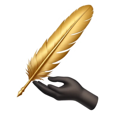 3D perspective hand holding with Premium golden ink feather sticker