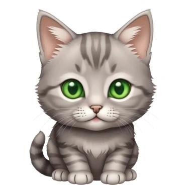 grey cute shorthair tabby kitten green eyes sticker