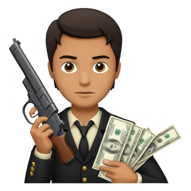 Mafia holding gun and money sticker