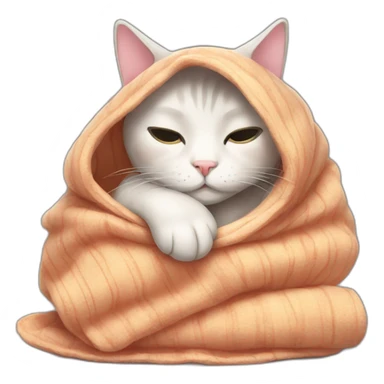 Sleepy cat with blanket sticker