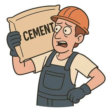 flat cement bag, minimal shading, construction sticker