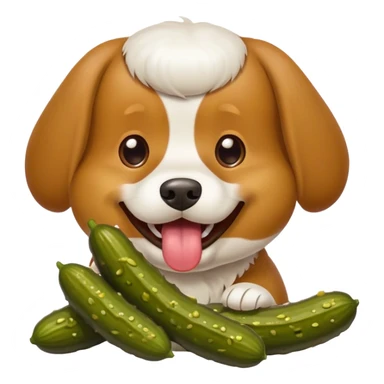 dog eating pickles  sticker