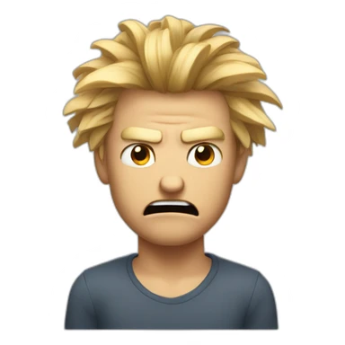 An angry man that His hands are between his hairs and want to pull his hairs strongly sticker