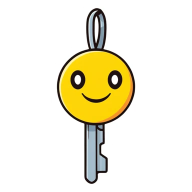 cute cartoon key with a smiling face sticker