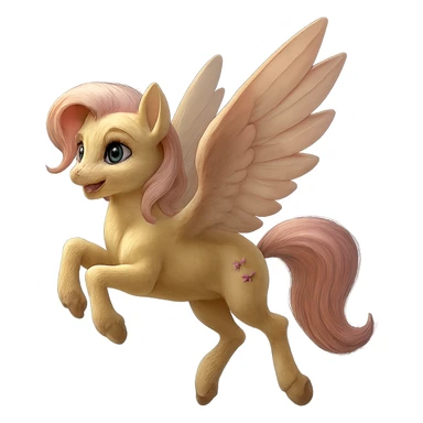 Remove the background and keep only Fluttershy in a realistic style, preserving transparency. Focus on realistic details and natural colors for Fluttershy. sticker