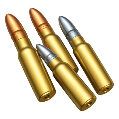 five gun bullets. four of them of one color and the fifth one of another color sticker