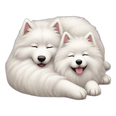 two-samoyeds-cuddle-sleep sticker
