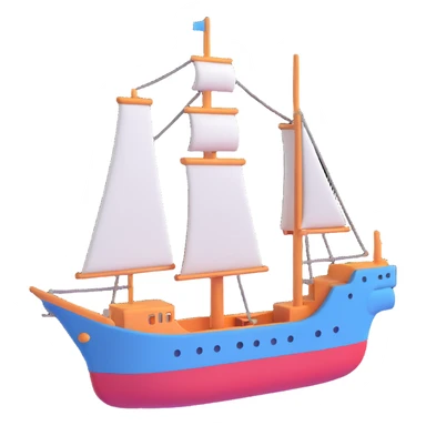 a ship, 3d emoji style sticker