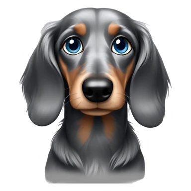Gray Long haired dachshund  blue eyes sticker
