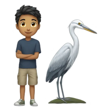 A boy and a heron sticker