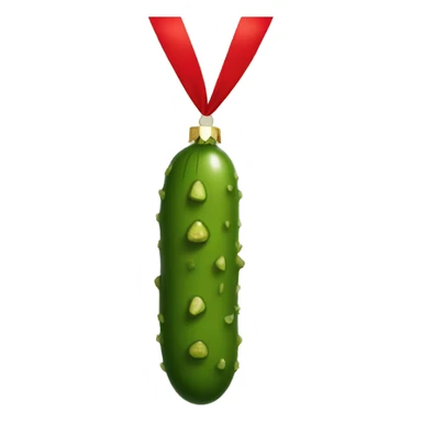 Pickle Christmas ornament with red ribbon sticker