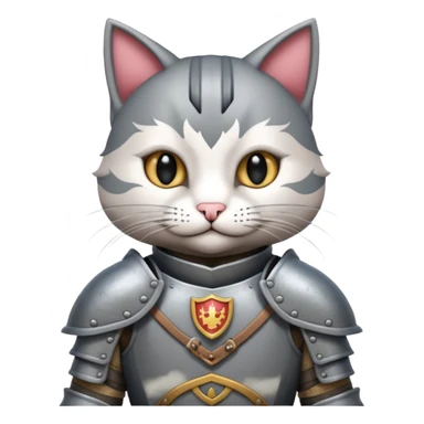Crea un gato atigrado con armadura medieval sticker