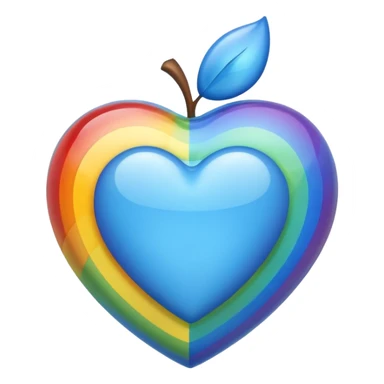 blue heart with a rainbow inside, apple emoji style sticker
