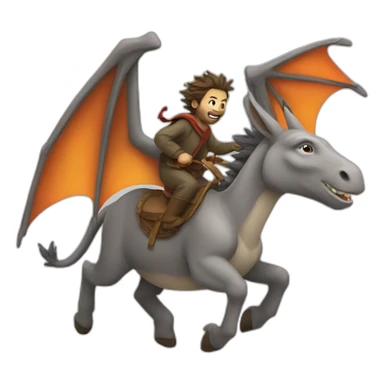 Donkey riding a dragon sticker
