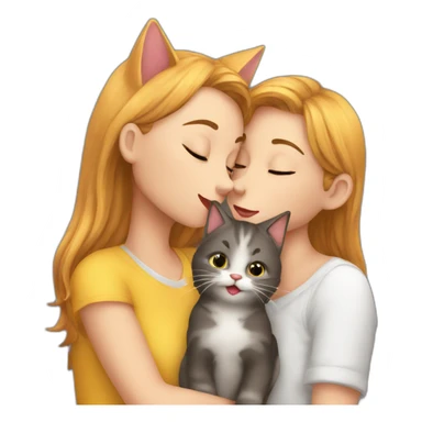 cat kisses a girl sticker