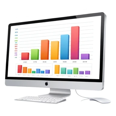 iMac computer with bar charts on the screen sticker