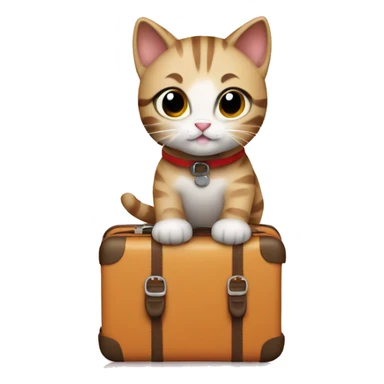 a cute cat going to sea trip with a luggage sticker