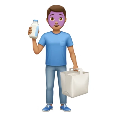man full body buying a milk sticker