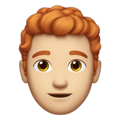 Man square face sculpted cheekbones sharp jaw blue eyes neat red hair sticker