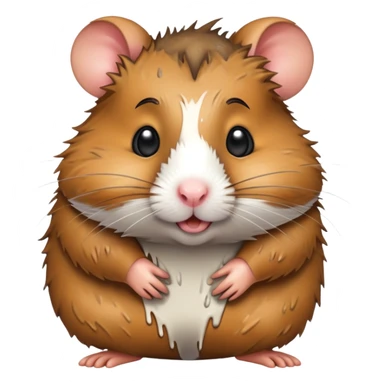 muddy hamster, messy fur, dirty sticker