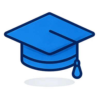 classic graduation cap, dark and light blue tones, realism, fabric texture, shadow and highlights sticker