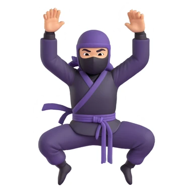 happy ninja, jumping, arms raised sticker