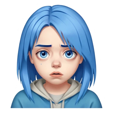 billie eilish blue hair disgusted look sticker