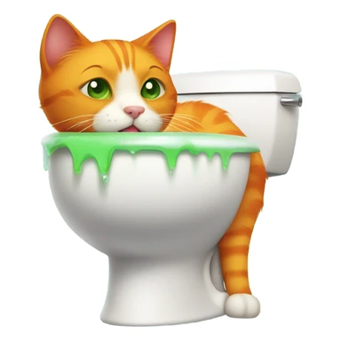 orange cat drinking out of toilet  sticker