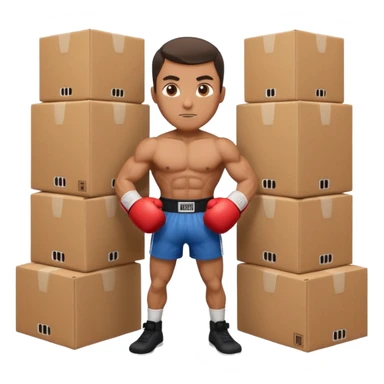 Can you make a man who is a boxer made square cardboard boxes sticker