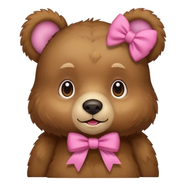 adorable bear with a pink bow on one ear sticker