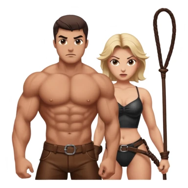 Dominating woman whipping muscular guy sticker