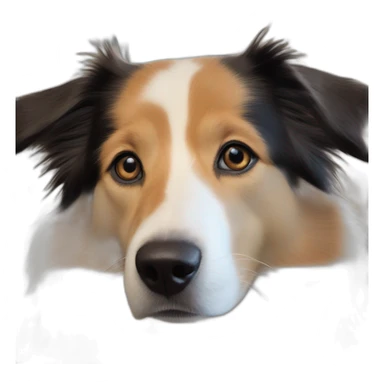 white and black dog with dark brown eyes happy  short hair mixed breed as border collie 2 years old with sticker