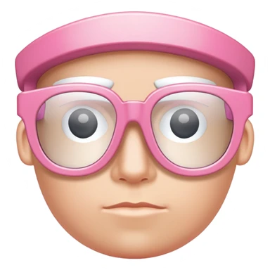 thick pink shield glasses, robust Y2K style, substantial frameless design sticker