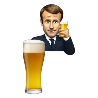 Emmanuel Macron drinking a beer sticker