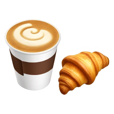 Disposable cup with cappuccino and croissant sticker