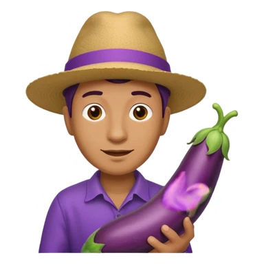 Man and long eggplant sticker