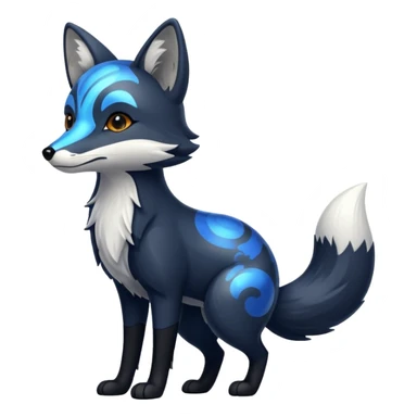 Black fox with blue marble pattern sticker