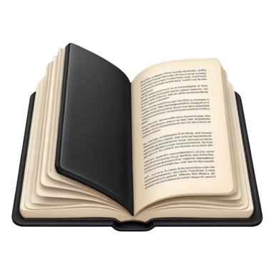 open book with black cover and with completely white pages sticker